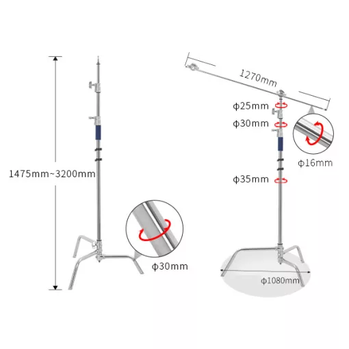 Jinbei CK-1 C-Stand Állvány (max. 20kg, 320cm)