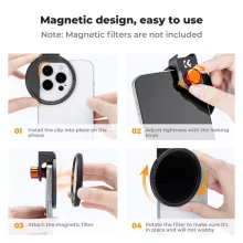 K&F Concept unverzális szűrőtartó mobiltelefonokhoz, mágneses szűrő csatlakozás, 67mm (KF-01-2675)