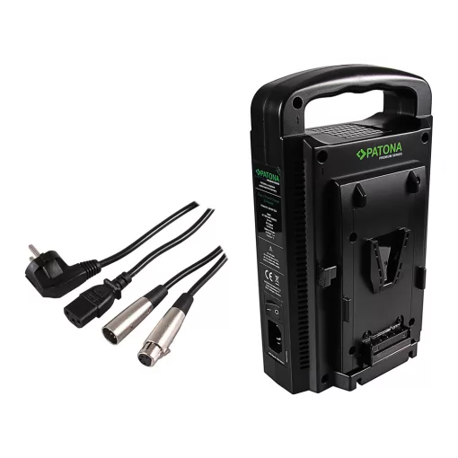 PATONA Dual V-Mount Akkutöltő - 1681 (Sony BP-95W BP-GL65 BP-190WS 4-Pin XLR Kábellel)