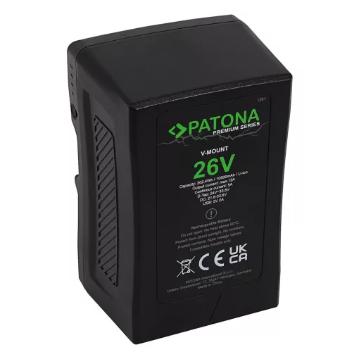 PATONA Premium Akku V-Mount 26V 302Wh - 1291 - Nagyobb teljesítményű LED Lámpákhoz, Panelekhez