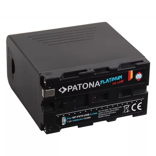 PATONA Platinum NP-F970 Akku és USB Power Bank 10500mAh - 1304 (Sony NP-F970 F960 F950 Powerbank 5V/2A USB és Micro)