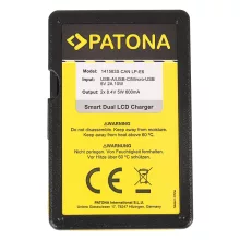 PATONA Smart Dual LCD USB Akkutöltő - Canon LP-E6 EOS 5D 60D 60Da 6D 7D EOS70D EOS-70D LP-E6 Mark II (141583)