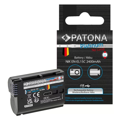 PATONA Platinum Akkumulátor USB-C input - Nikon EN-EL15C (D7000 D7100 D600 D610 D800 D800E D810 D850 Z7 V1) - 1363