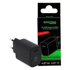  PATONA Premium PD20W Adapter 5V/3A 9V/2.22A 12V/1.67A USB-C PD3.0 QC3.0 fekete (2591)