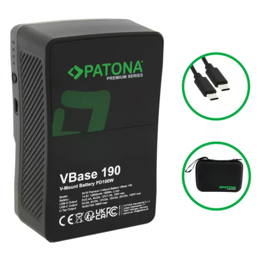 PATONA Premium Akku V-Mount 190Wh - 9418 VBase 190 PD100W USB-C USB-A D-Tap