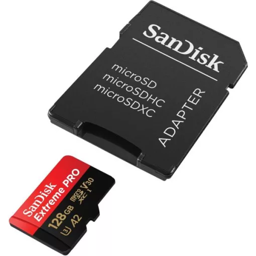 SanDisk microSDXC™ Mobile Extreme PRO™ memóriakártya 128GB, + adapter, (olvasási seb.: 200MB/s , írási seb.: 90MB/s) UHS-I, V30, A2, C10, U3  + Rescue Pro Deluxe (214504)