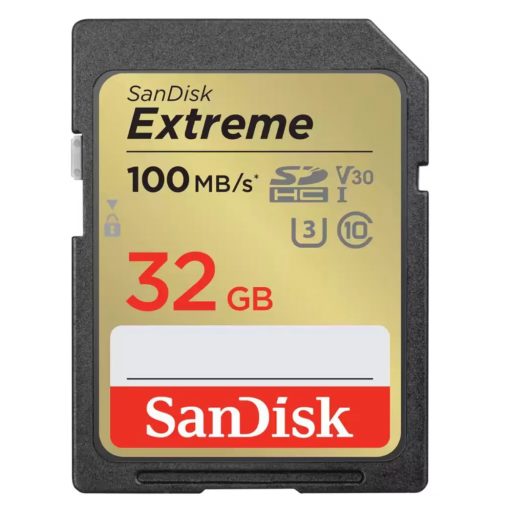SanDisk Extreme SDXC™ memóriakártya 32GB (100MB/s olvasási / 70MB írási sebesség ) UHS-I, Class 10, U3, V30 (215402)