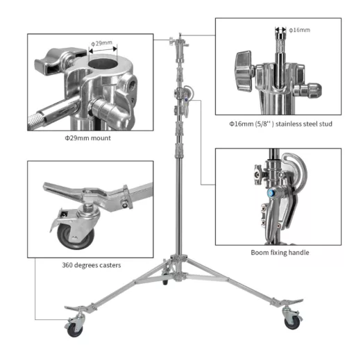 Jinbei 2 in 1 acél boom lámpaállvány (M-8) 530cm