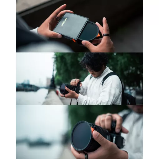 K&F Concept NANO-X Slim, HD, VARIO ND 2-400 változtatható szürkeszűrő, vízlepergető, karcálló, 52mm (KF-01-1459)