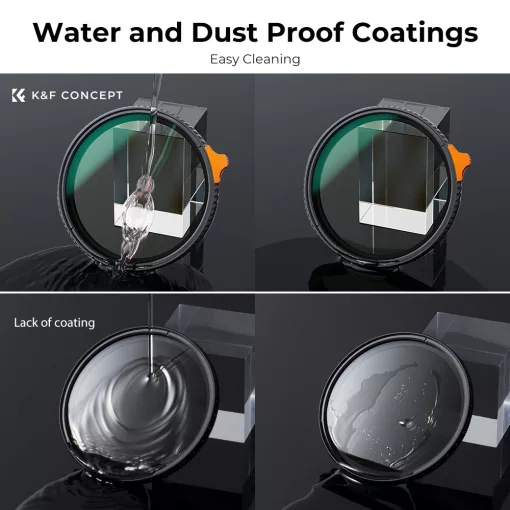 K&F Concept NANO-X Slim, HD, VARIO ND 2-400 változtatható szürkeszűrő, vízlepergető, karcálló, 62mm (KF-01-1462)