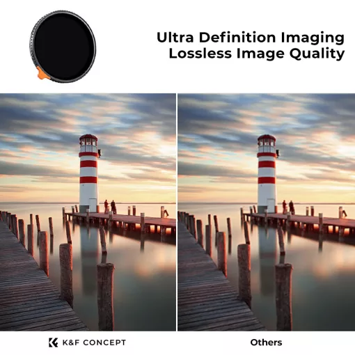 K&F Concept NANO-X Slim, HD, VARIO ND 2-400 változtatható szürkeszűrő, vízlepergető, karcálló, 62mm (KF-01-1462)