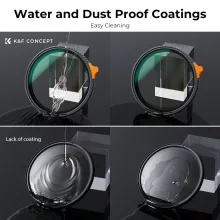 K&F Concept NANO-X Slim, HD, VARIO ND 2-400 változtatható szürkeszűrő, vízlepergető, karcálló, 67mm (KF-01-1463)