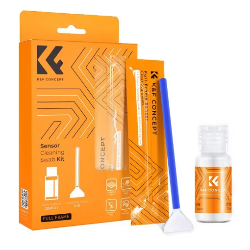 K&F Concept kamera full frame tisztító szett, 24 mm, 10 db-os + 20 ml tisztító folyadékkal (KF-1617)