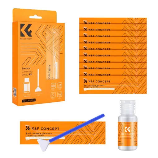 K&F Concept kamera full frame tisztító szett, 24 mm, 10 db-os + 20 ml tisztító folyadékkal (KF-1617)