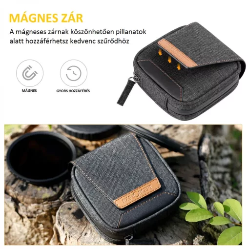 K&F Concept 4 zsebes kameralencse, szűrőtok, vízálló, ütésálló, porálló  (max. 95mm-es) - KF-13-117