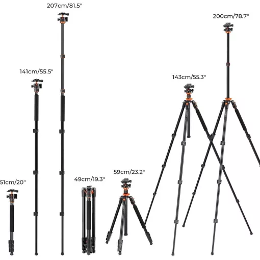 K&F Concept KF09.087V6 állvány + monopod, elforgatható középoszloppal