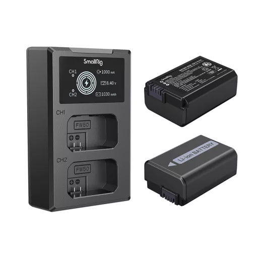 SmallRig 3818 NP-FW50 Akku és Töltő Szett (2db akku és dual töltő)