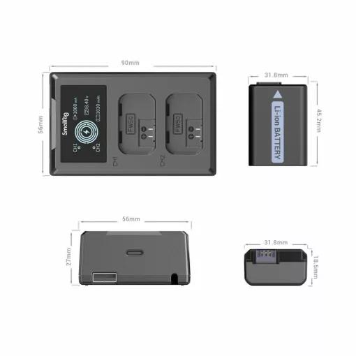 SmallRig 3818 NP-FW50 Akku és Töltő Szett (2db akku és dual töltő)