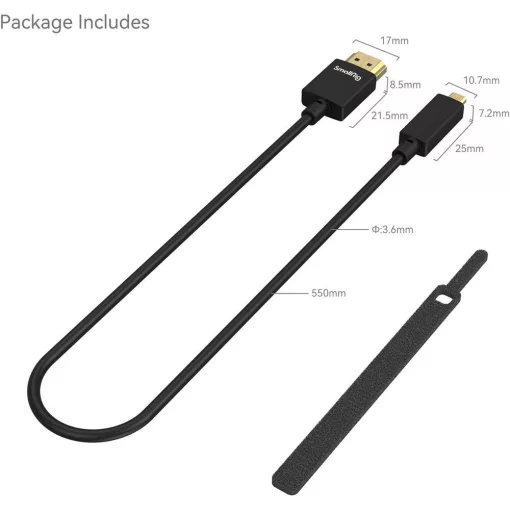 SmallRig 3043B Ultra-Slim 4K HDMI Kábel (D to A) (55cm)