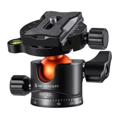   K&F Concept BH-32L állvány gömbfej, 32mm, 12kg teherbírás, vízmérték, arca swiss, 3/8"-1/4" (KF-31-042V1)