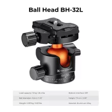 K&F Concept BH-32L állvány gömbfej, 32mm, 12kg teherbírás, vízmérték, arca swiss, 3/8"-1/4" (KF-31-042V1)