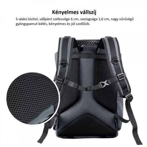 K&F Concept KF-13-098V2 professzionális kamera hátizsák, laptop zsebbel 22L - fekete