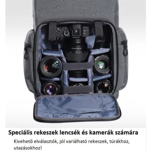 K&F Concept KF-13-098V2 professzionális kamera hátizsák, laptop zsebbel 22L - fekete
