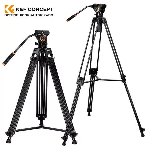 K&F Concept VA18 videóállvány, VH081 video-fluid Fej, 183cm magasság, 8kg teherbírás (KF-09-121)