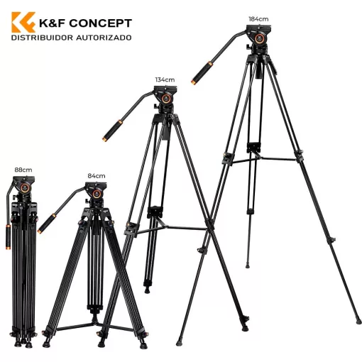 K&F Concept VA18 videóállvány, VH081 video-fluid Fej, 183cm magasság, 8kg teherbírás (KF-09-121)