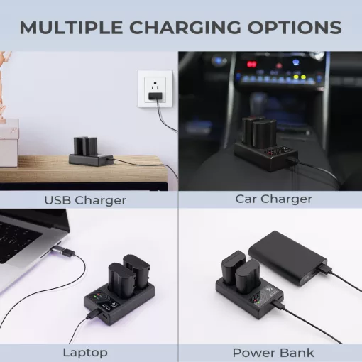 K&F Concept hordozható dupla MH-25 akkumulátor töltő, USB-C, 2db EN-EL15 akkumulátorhoz (KF-28-0006)
