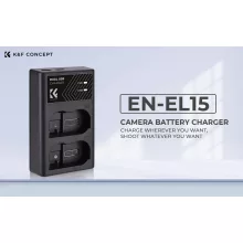 K&F Concept hordozható dupla MH-25 akkumulátor töltő, USB-C, 2db EN-EL15 akkumulátorhoz (KF-28-0006)