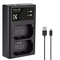   K&F Concept hordozható dupla BC-QZ1 akkumulátor töltő, USB-C, 2db FZ100 akkumulátorhoz (KF-28-0010)