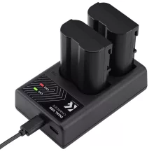 K&F Concept hordozható dupla USB-C akkumulátor MH-25 töltő + 2db EN-EL15 akkumulátor 2100mAh (KF-28-0012)