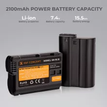 K&F Concept hordozható dupla USB-C akkumulátor MH-25 töltő + 2db EN-EL15 akkumulátor 2100mAh (KF-28-0012)