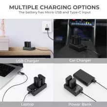 K&F Concept hordozható dupla USB-C akkumulátor MH-25 töltő + 2db EN-EL15 akkumulátor 2100mAh (KF-28-0012)