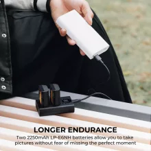 K&F Concept hordozható dupla USB-C akkumulátor LC-E6 töltő + 2db LP-E6NH akkumulátor 2250mAh (KF-28-0021)