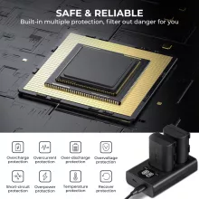 K&F Concept hordozható dupla USB-C akkumulátor LC-E6 töltő + 2db LP-E6NH akkumulátor 2250mAh (KF-28-0021)