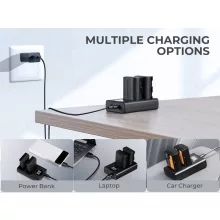 K&F Concept hordozható dupla USB-C akkumulátor LC-E6 töltő + 2db LP-E6NH akkumulátor 2250mAh (KF-28-0021)