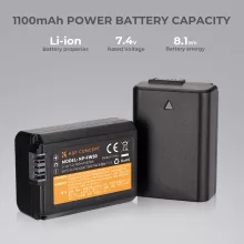 K&F Concept hordozható dupla USB-C akkumulátor BC-TRW töltő + 2db FW50 akkumulátor 1100mAh (KF-28-0015)