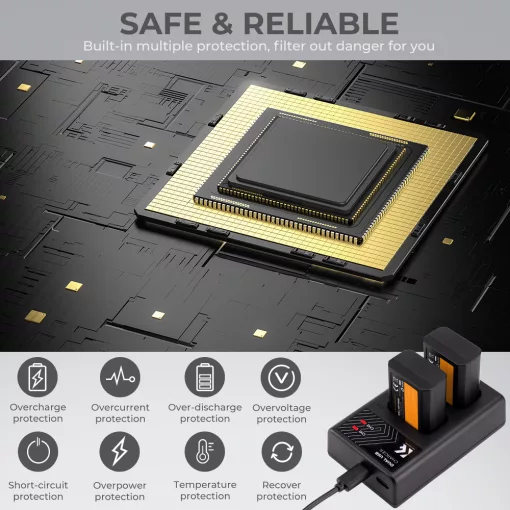 K&F Concept hordozható dupla USB-C akkumulátor BC-TRW töltő + 2db FW50 akkumulátor 1100mAh (KF-28-0015)