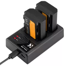 K&F Concept hordozható dupla USB-C akkumulátor BC-QZ1 töltő + 2db FZ100 akkumulátor 2280mAh (KF-28-0016)
