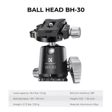 K&F Concept X254C4+BH-30 karbon állvány + monopod, 172cm magasság, 12kg teherbírás (KF-09-116)