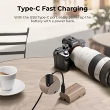 K&F Concept LP-E6NH akkumulátor 2250mAh, USB-C csatlakozóval (KF-28-0022)