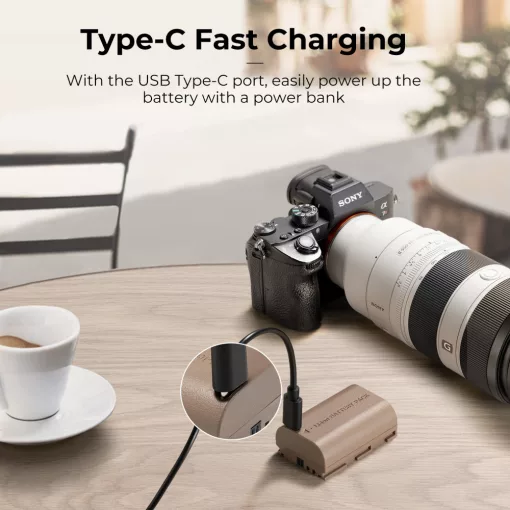 K&F Concept LP-E6NH akkumulátor 2250mAh, USB-C csatlakozóval (KF-28-0022)
