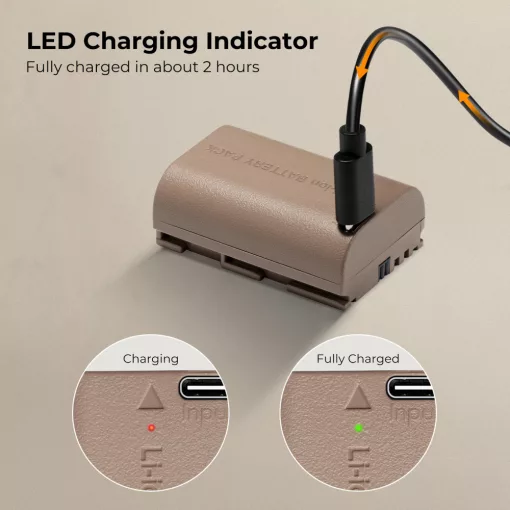 K&F Concept LP-E6NH akkumulátor 2250mAh, USB-C csatlakozóval (KF-28-0022)
