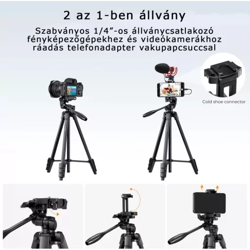 K&F Concept B174A1 állvány, telefontartó adapterrel, bluetooth kioldóval (KF-09-125)