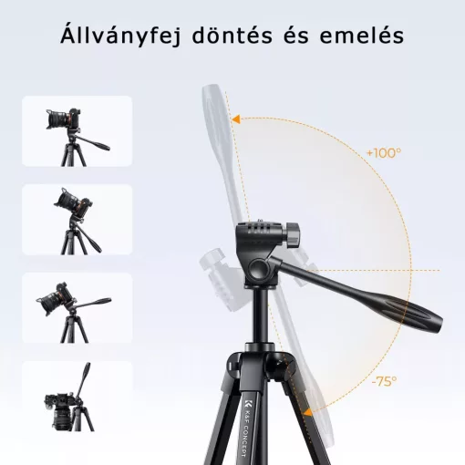 K&F Concept B174A1 állvány, telefontartó adapterrel, bluetooth kioldóval (KF-09-125)