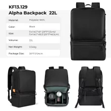 K&F Concept Collapsible Backpack 22L, fotós hátizsák, oldaltáskáva csukható, fekete (KF-13-129)