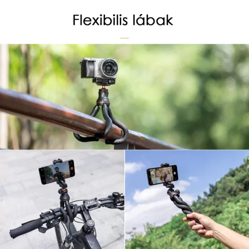 K&F Concept MS-01 hajlítható lábú állvány, gömbfejjel, bluetooth kioldóval (KF-09-129)