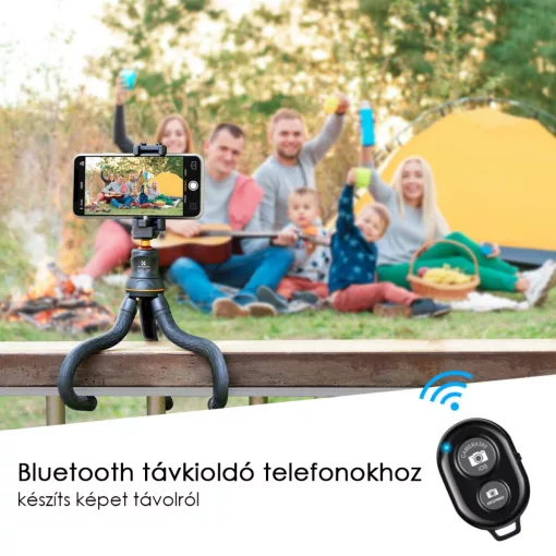 K&F Concept MS-01 hajlítható lábú állvány, gömbfejjel, bluetooth kioldóval (KF-09-129)